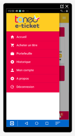 Application Taneo e-ticket