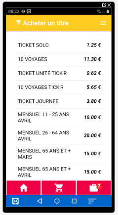 Application Taneo e-ticket acheter un titre